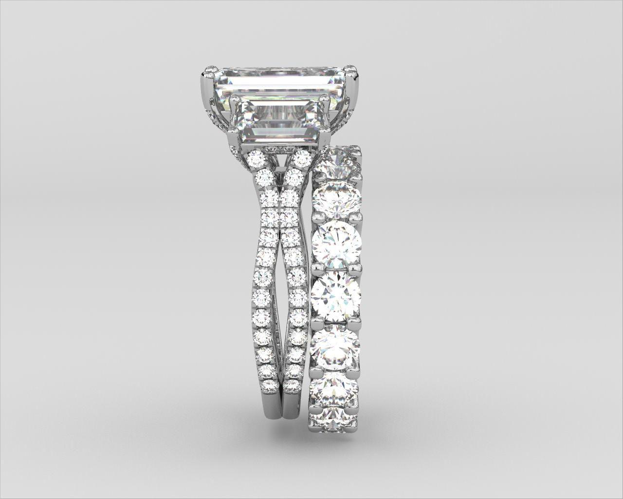 5 carat emerald IGI certified ring made in VVS, Ring handcrafted diamonds , made in 14k gold handcrafted stones with high end jewelr , Full Engagement Set with band