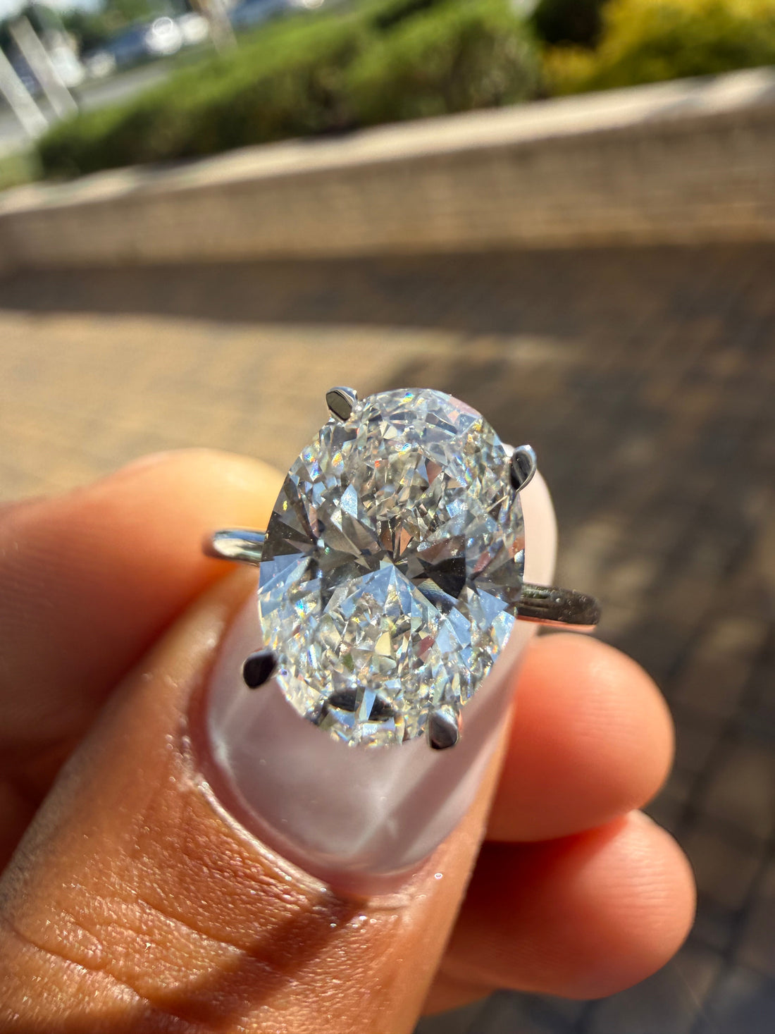 3 carat oval  cut ring cut E vs IGI certified 3 carat center stone with special cut  highly handcrafted in grown diamond 14k gold