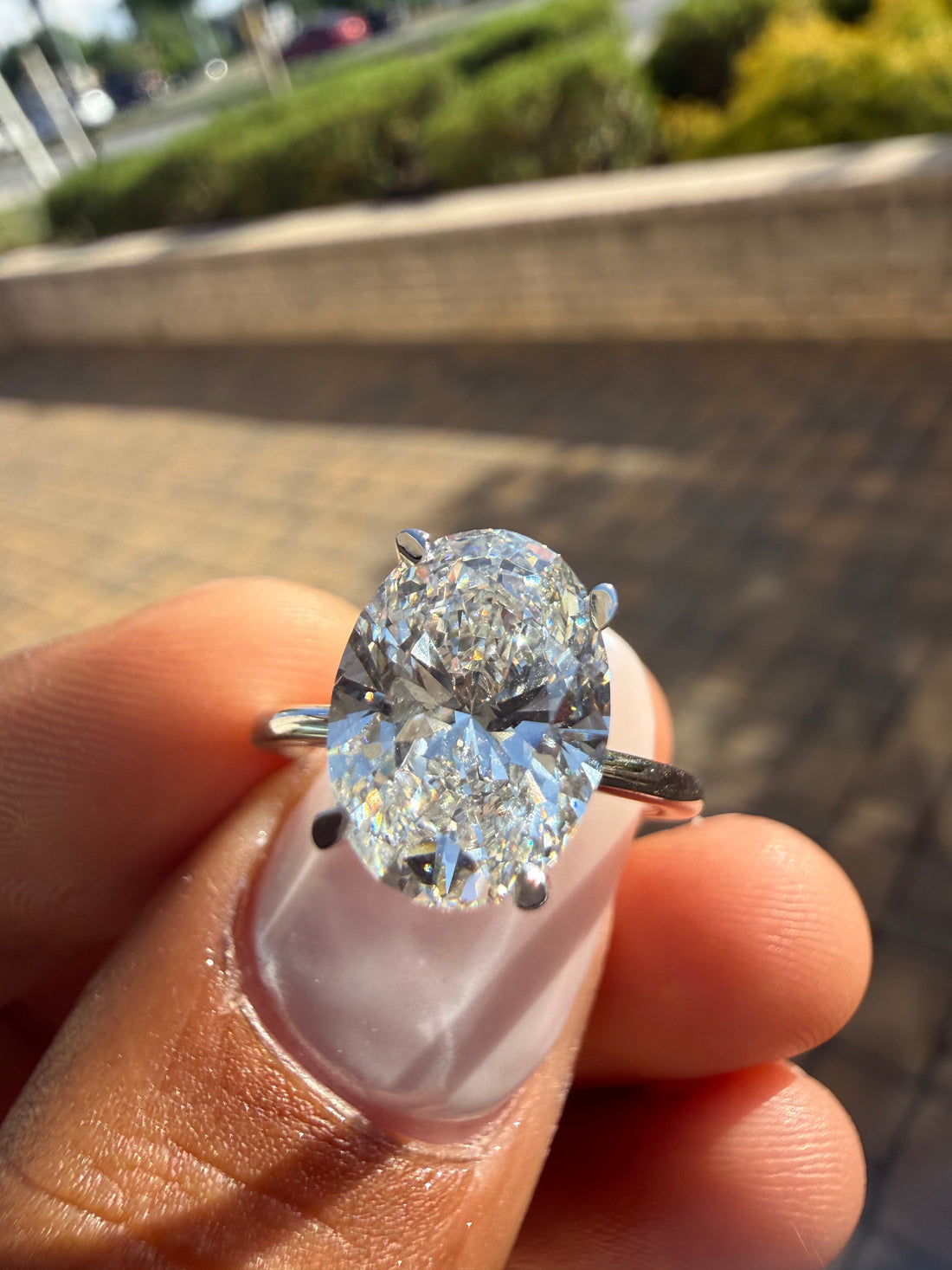 3 carat oval  cut ring cut E vs IGI certified 3 carat center stone with special cut  highly handcrafted in grown diamond 14k gold
