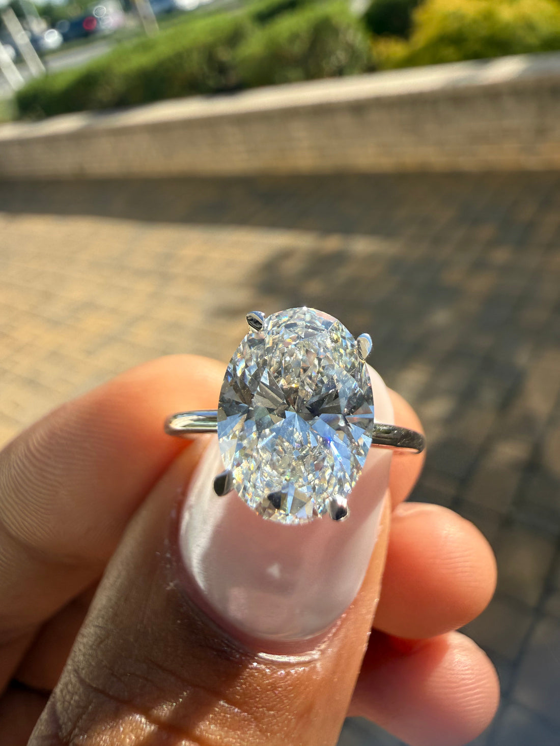 3 carat oval  cut ring cut E vs IGI certified 3 carat center stone with special cut  highly handcrafted in grown diamond 14k gold