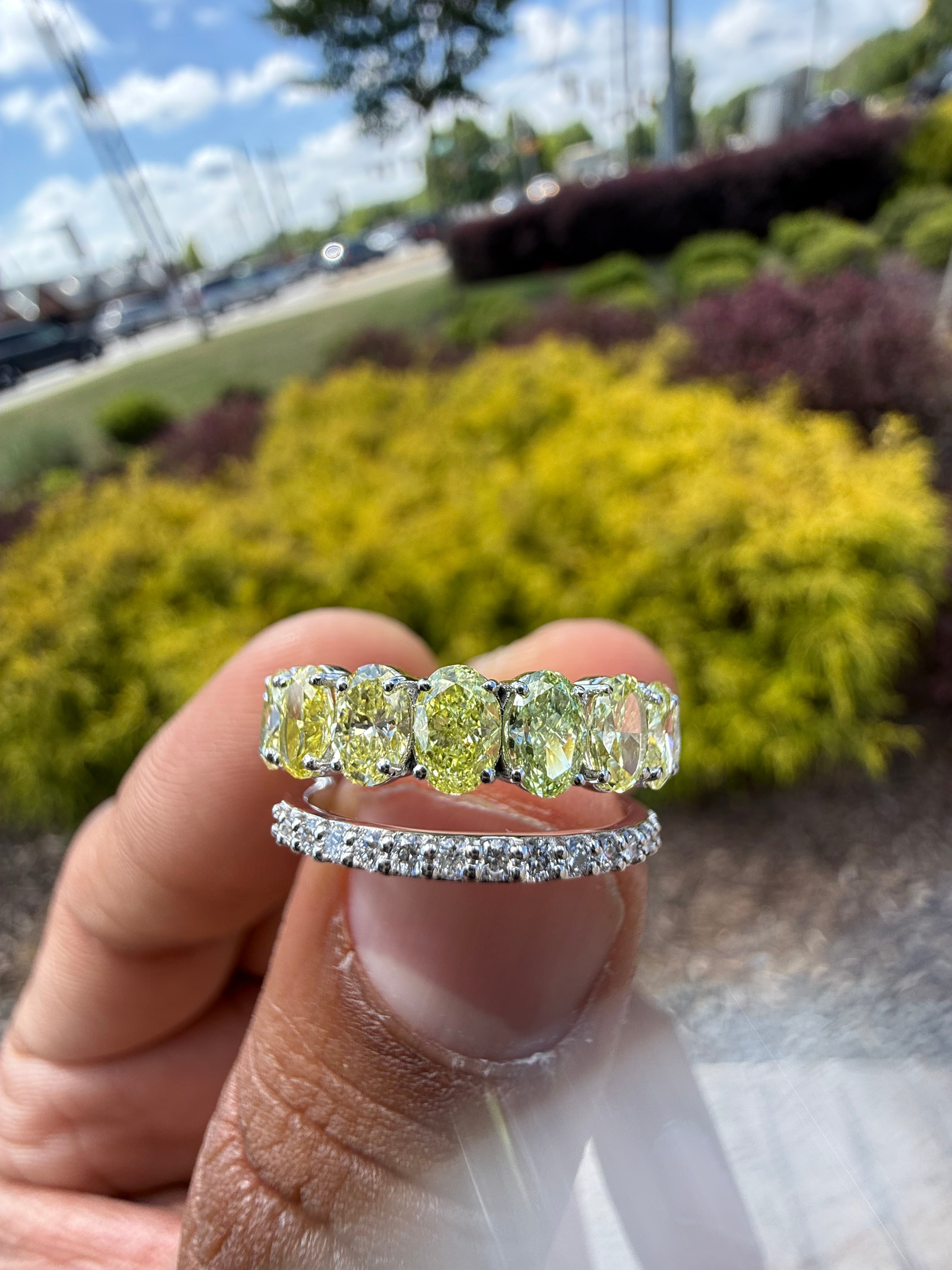 3 carat oval fancy yellow ring  vvs  handcrafted ring made with 14k gold in grown diamond