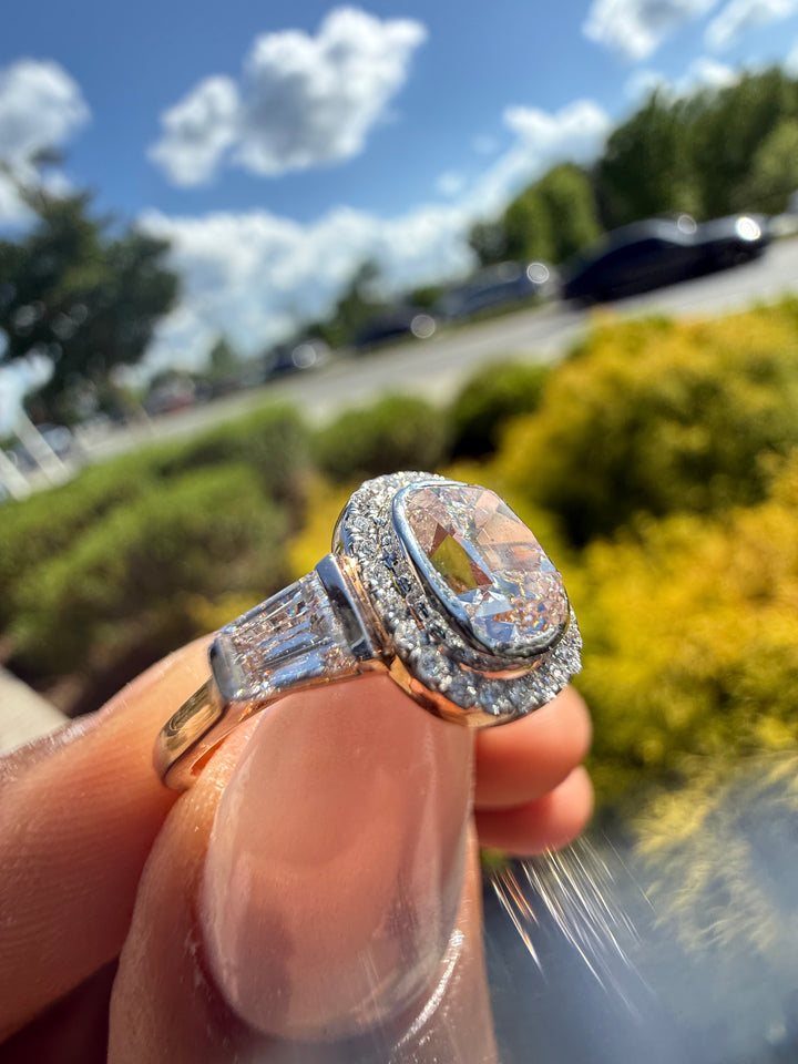2  carat total diamond  ring with stone iGI certified stone  Set with hand made  , made in VVS, Ring handcrafted diamonds , made in 14k Rose gold handcrafted stones with high end jewelr (MADE IN Rose Gold)