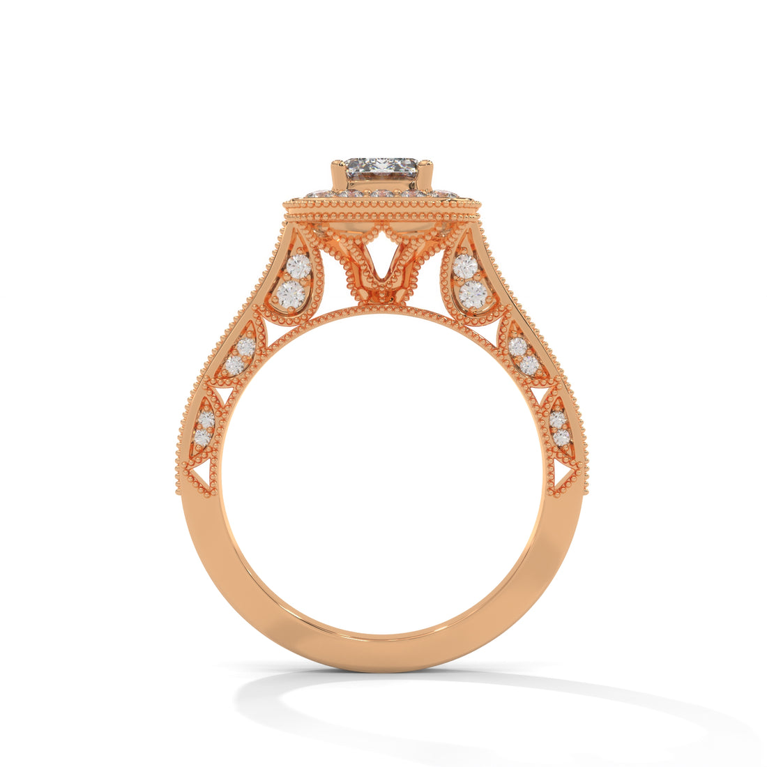 5 carat ring with 3 carat center Emerald E vs igi certified with cut on side made with high craftsmanship with round brilliance ( made in 14k gold)