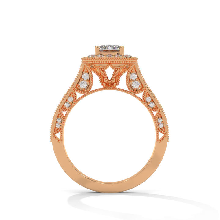 5 carat ring with 3 carat center Emerald E vs igi certified with cut on side made with high craftsmanship with round brilliance ( made in 14k gold)