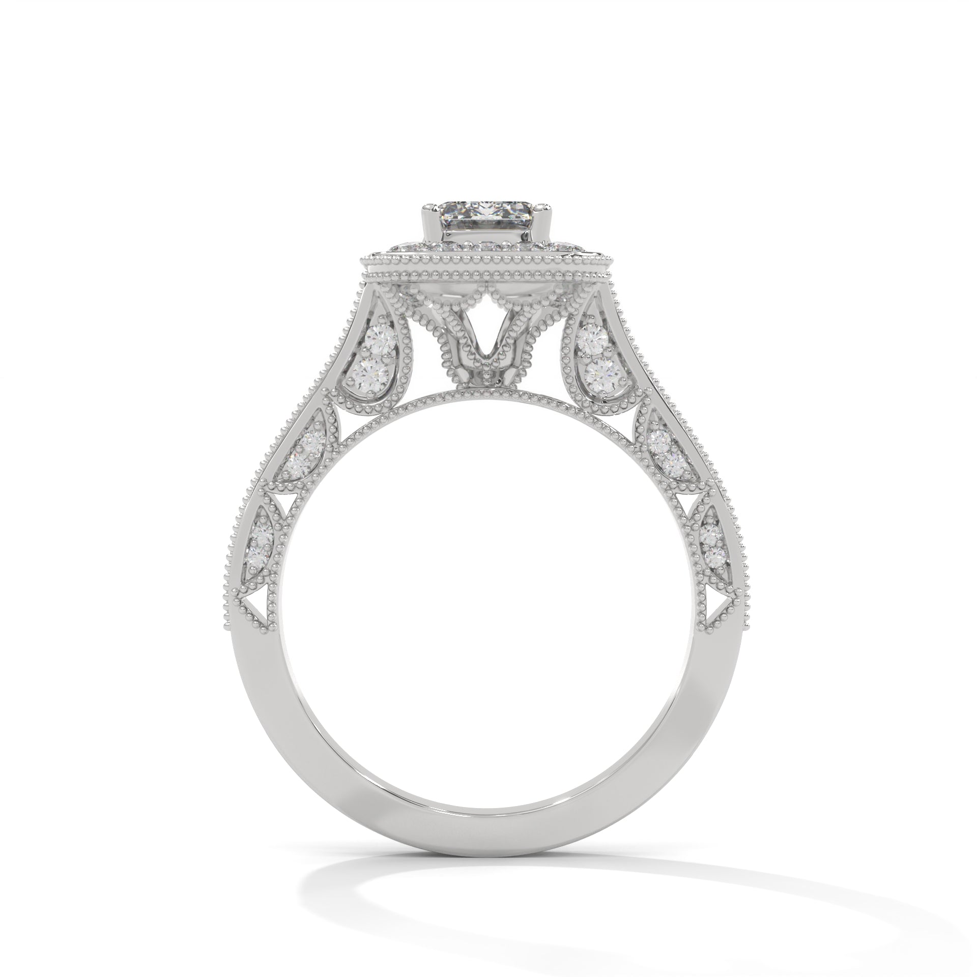 5 carat ring with 3 carat center Emerald E vs igi certified with cut on side made with high craftsmanship with round brilliance ( made in 14k gold)
