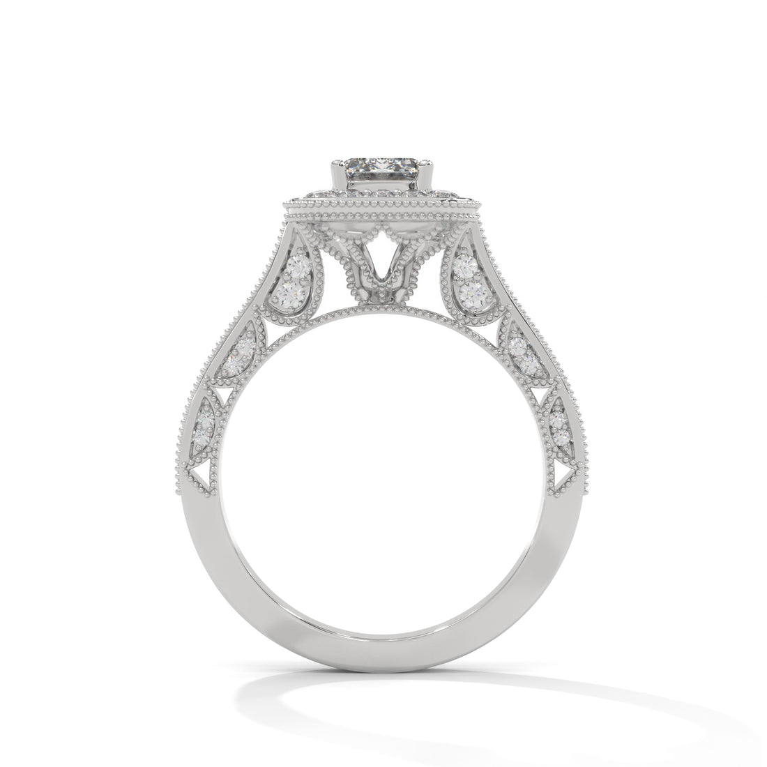 5 carat ring with 3 carat center Emerald E vs igi certified with cut on side made with high craftsmanship with round brilliance ( made in 14k gold)