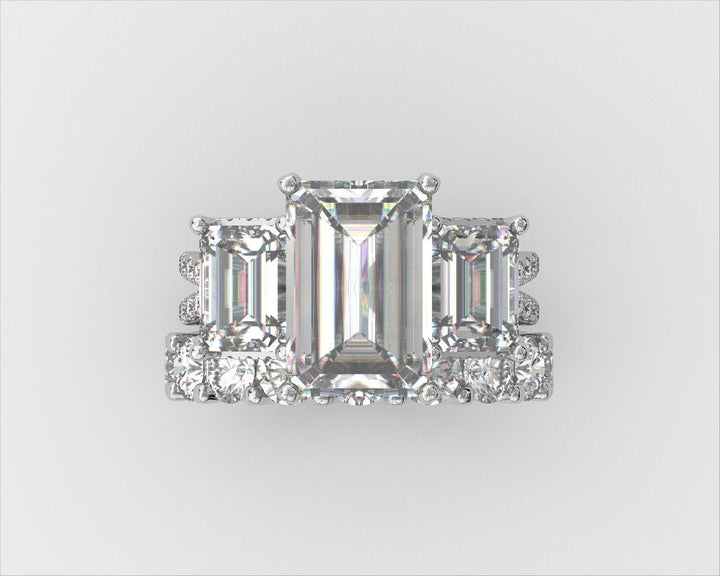 5 carat emerald IGI certified ring made in VVS, Ring handcrafted diamonds , made in 14k gold handcrafted stones with high end jewelr , Full Engagement Set with band