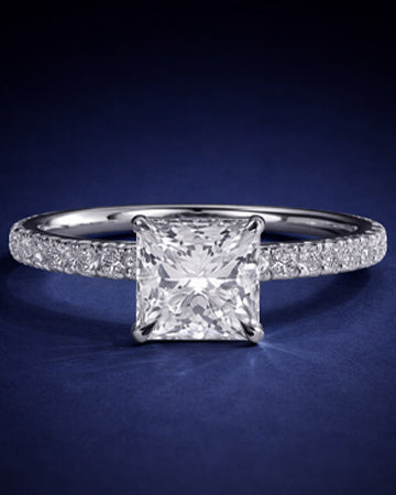 3 carat princess diamond  ring with iGI certified Set with hand made , made in VVS, Ring handcrafted diamonds , made in 14k gold handcrafted stones with high end jewelr (MADE IN 14k Gold)