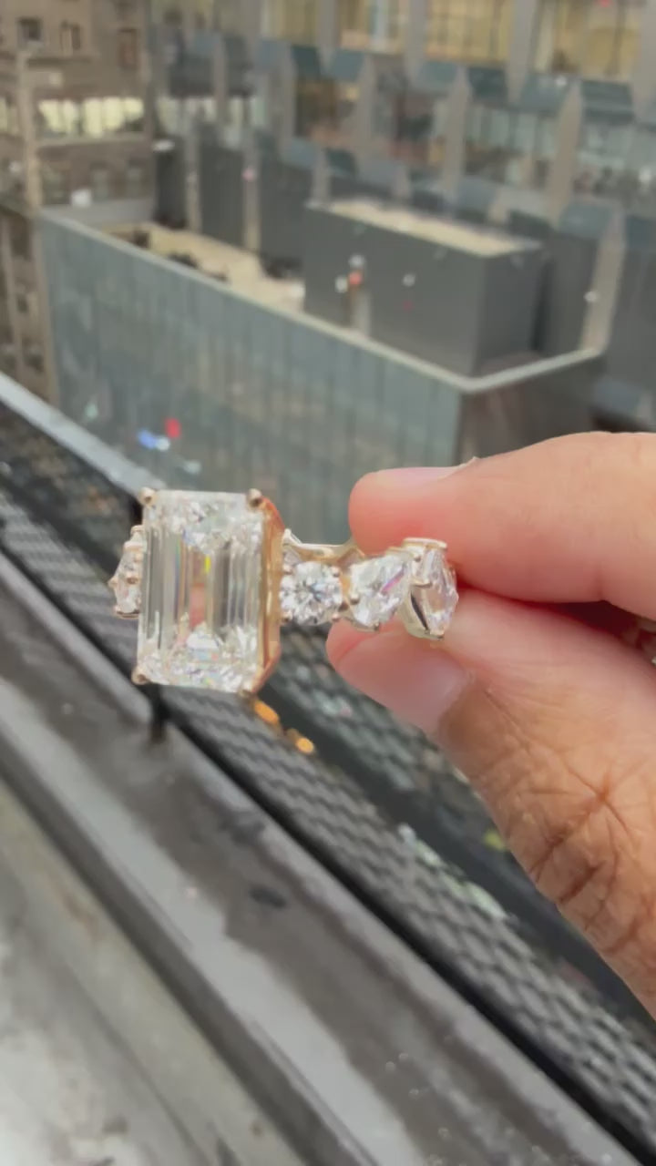 5 carat Radiant cut fancy Engagement Ring E VS1 igi certified stone Engagement Ring handcrafted with 14k gold ! Certified igi grown diamond