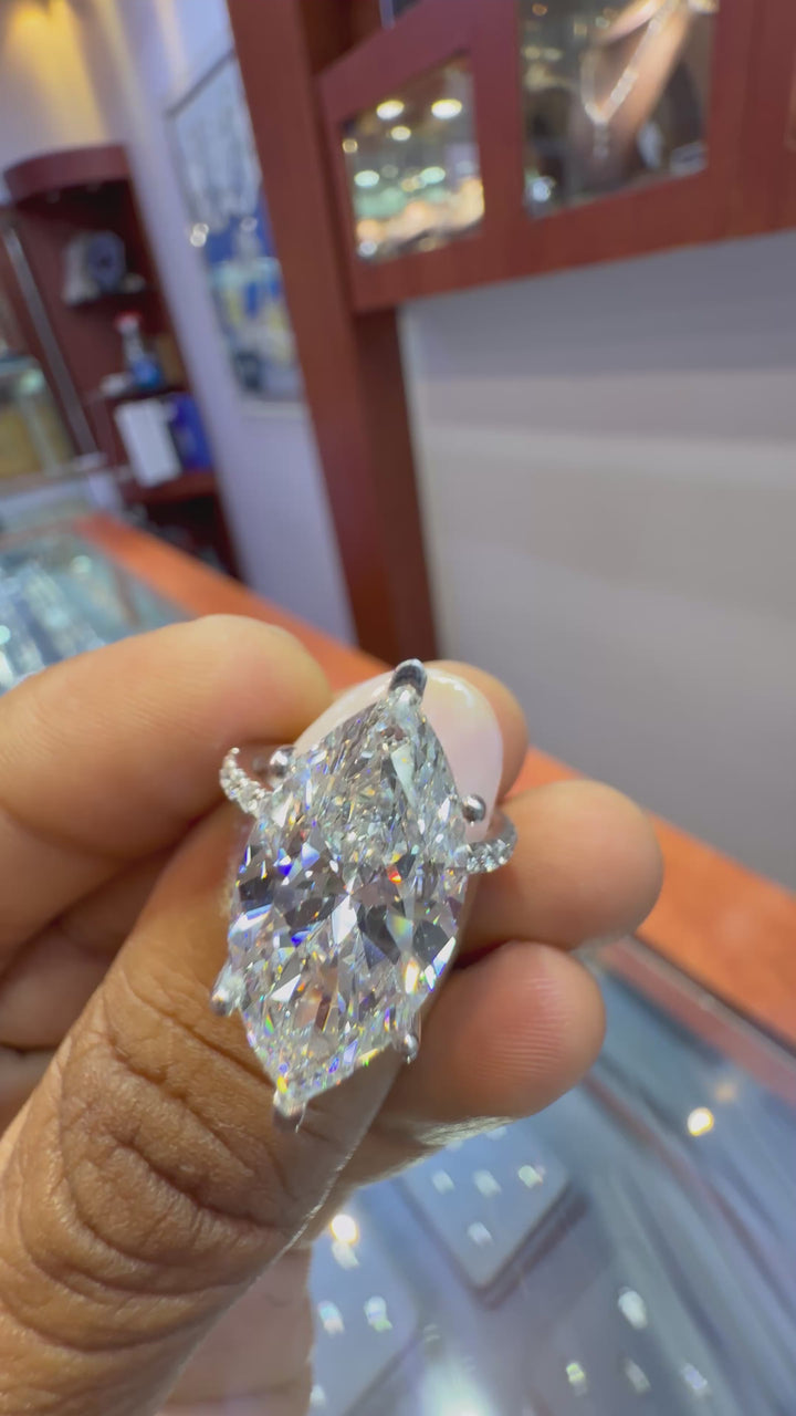 5 carat Marquise IGI certified ring made in VVS, Ring handcrafted diamonds , made in 14k gold handcrafted stones with high end jewelr (MADE IN GOLD)