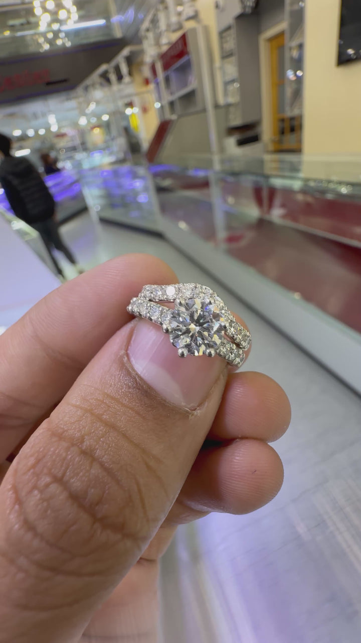 5 carat round cut E VS1 igi certified stone Engagement Ring handcrafted with 14k white gold ! Certified igi grown diamond