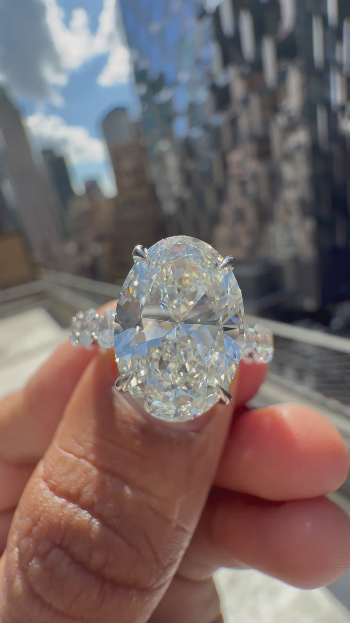 5 carat oval E VS with center stone IGI E vs certified with side fancy shapes engagement ring  with diamond handcrafted in grown diamond 14k gold (everything  made in gold ) iGI certified LGD Diamond
